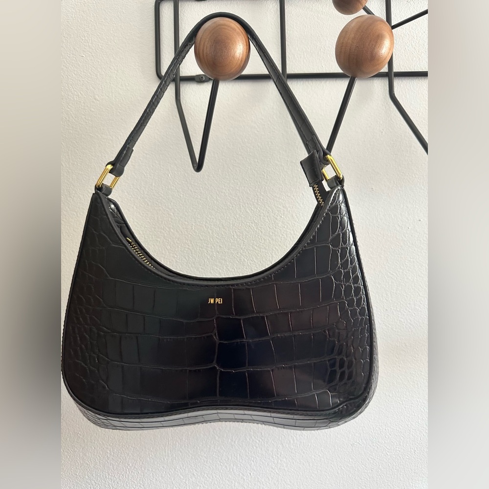 JW PEI Ruby Black Croc-Embossed Women's Bag
